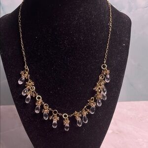 Banana Republic Elegant Gold and Clear Crystal Necklace NWT